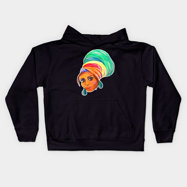 African Turban Girl Kids Hoodie by IvyLilyArt